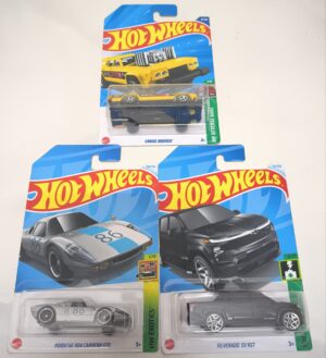 Hot wheels mainlines Porsche 904 Carrera GTS & Silverado EV RST 3 Cars Combo